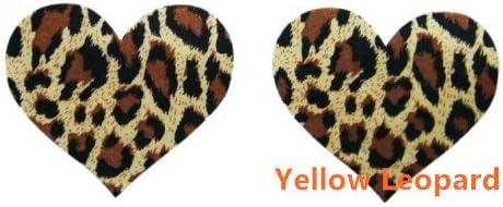 Lotte Shopping Heart Shapped Disposable Nipple Cover Sexy Breast Sticker Yellow Leopard (1 Pair)