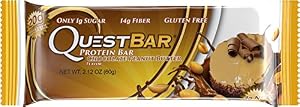 Quest Nutrition Protein Bar, Chocolate Peanut Butter, 20g Protein, 2.1oz Bar, 12 Count