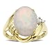 10k Yellow Gold Created Opal Ring w/ Diamond Accent, Size 7