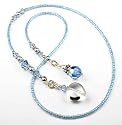 March Aquamarine Sterling Silver Bookmarks; Swarovski Crystal Beaded Birthstone Book Thongs