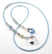 March Aquamarine Sterling Silver Bookmarks; Swarovski Crystal Beaded Birthstone Book Thongs