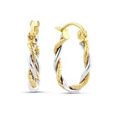 14K Two-tone Gold Intertwined Hoop Earrings