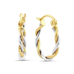 14K Two-tone Gold Intertwined Hoop Earrings