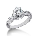 0.50 Ct Diamond Engagement Ring Round Cut 14k White Gold Antique Fancy H SI3