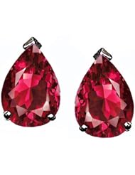 Tommaso Design (tm) Pear Shape 8x6mm Created Ruby Earring Studs
