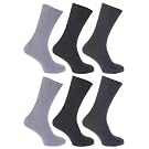 FLOSO® Mens Ribbed Non Elastic Top 100% Cotton Socks (Pack of 6)