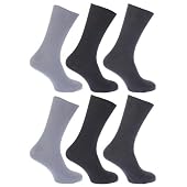 FLOSO® Mens Ribbed Non Elastic Top 100% Cotton Socks (Pack of 6)