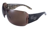 Sundog Impression-Paula Creamer Signature Style-Sunglassss with Rhinestone Logo Black Front Design with B10 - Brown