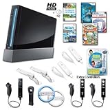 Nintendo Wii Black Holiday Family Bundle with Remote Plus, Games, Extra Remotes and Nunchucks and Much More