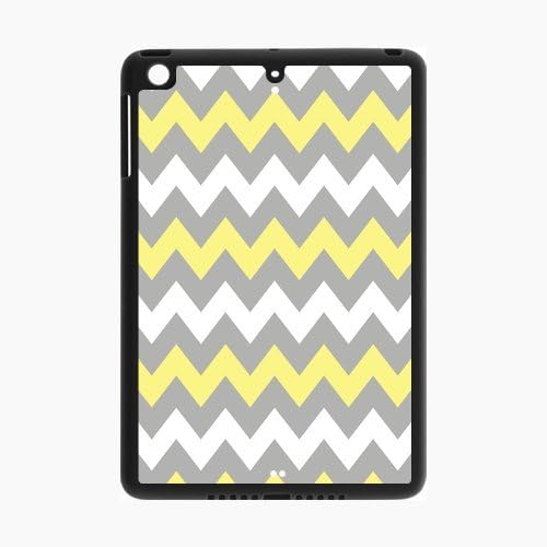 Grey Vs Young Yellow Chevron Zigzag Pattern Unique Custom Apple IPad Mini Best Durable Rubber+Plastic Cover Case Custom Color and Text,New Fashion, Best Gift