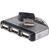 Mini & Slim 4-Port USB 2.0 Hub (Black/Silver)