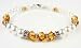 November Yellow Topaz Birthstone Bracelets: Swarovski Crystal Beaded Pearl Bracelets in Sterling Silver