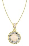 10k Yellow Gold, October Birthstone, Opal and Diamond Pendant
