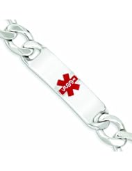 Genuine .925 Sterling Silver Polished Medical Figaro Anchor Link Id Bracelet 52.5 Grams 8.5 Inch Length. 100% Satisfaction Guaranteed.