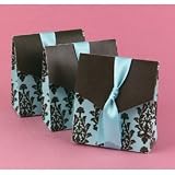 Dark Brown and Aqua-Turquoise Tent Flourish Favor Boxes with Turquoise Ribbons (pack of 25)