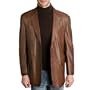 BGSD Men's Classic Two-Button Lambskin Leather Blazer in Black, Brown, or Cognac - Regular & Tall