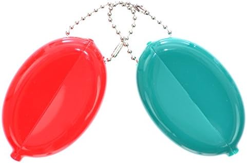 Quikoin Original Oval Sof-Touch Squeeze Coin Purse Made in USA (Red-Green Combo (Opaque))