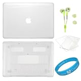 Clear 2 Piece Durable Crystal Shield Protector Case for Apple MacBook Air MC969LL/A 11.6-Inch + Green Headphones + SumacLife TM Wisdom*Courage Wristband