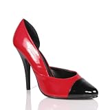 41L5HZr88yL. SL160  5 Inch Womens Sexy High Heel Shoe Classic Pump Shoes With An Asymmetrical Topline Black / Red Patent