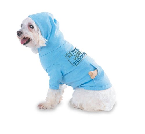 It's hard to be humble when you're a Steelers Fan Hooded (Hoody) T-Shirt with pocket for your Dog or Cat Medium Lt Blue