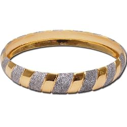 Gold and Rodium Plated Bangle Bracelets Costume Jewelry in Indian-Style 2.3 inches