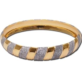 Gold and Rodium Plated Bangle Bracelets Costume Jewelry in Indian-Style 2.3 inches