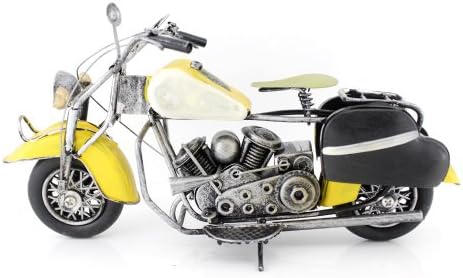9" Handcrafted Rustic Cast Iron Yellow Motorcycle Motor Bike Model,free Shipping