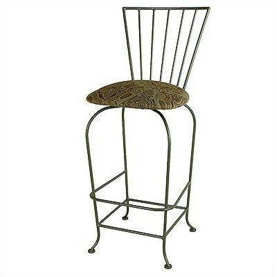 Terra Nova Barstool w/ Arms Fabric: Nutmeg, Metal Finish: Burnished Copper