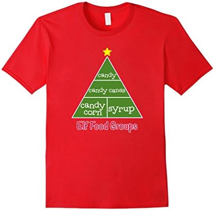 Elf Food Groups Pyramid Shirt, Candy Canes, Candy Corn Syrup - Male Large - Red