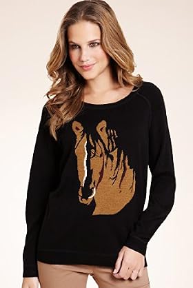 Scoop Neck Horse Head Print Jumper