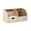 11.25" Ivory Faux-Leather Compartmental Desk Organizer