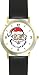 Santa Claus Face Christmas Theme - WATCHBUDDY&reg; DELUXE TWO-TONE THEME WATCH - Arabic Numbers - Black Leather Strap-Size-Large ( Men's Size or Jumbo Women's Size )