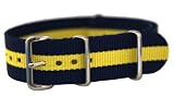 20mm James Bond Navy Blue / Yellow - Nylon Nato Ballistic Military Watch Band Strap G-10