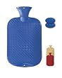 Fashy Classic Cross-Hatched Hot Water Bottle - BLUE - Made in Germany