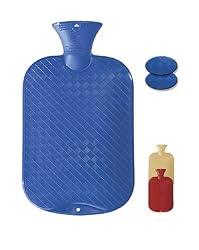 Fashy Classic Cross-Hatched Hot Water Bottle - BLUE - Made in Germany