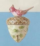 Pack Of 6 Cloisonne Jingle Bell Acorn With Cardinal Christmas Ornaments