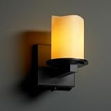 CandleAria Dakota One Light Wall Sconce Shade Option: Cylinder with Flat Rim, Shade Color: Amber, Metal Finish: Matte Black