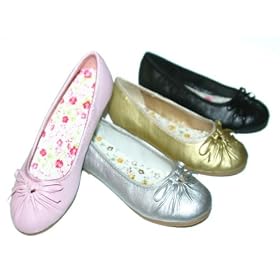 Girls Gathered Toe Bow Flats Shoes