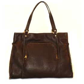 Liz Claiborne Broadway Chocolate Leather Shoulder Tote
