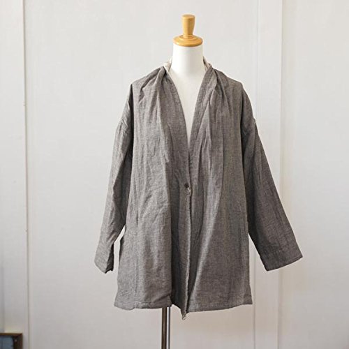 (サンバレー) SUNVALLEY 無地×柄リバーシブル　1つボタン長袖カーディガン