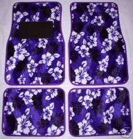 - 	 Purple Hawaiian Hibiscus Carpet Front & Rear Car Truck Floor Mats