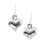 14K White Gold Children's Puffed Heart Earrings
