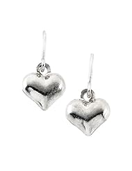 14K White Gold Childrens Puffed Heart Earrings