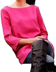 Cotton/Polyester Above the Knee Round Neck Mini Dress 