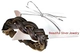 Men's Brown Leather Braided Bracelet in Gift Box  for Sale