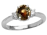 1.35 cttw Genuine Smoky Quartz and Diamond Engagement Ring - 14kt Yellow Gold