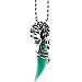 INBLUE Dragon Wolf Tooth Pendant For Men Women Stainless Steel Cool Necklaces Simulate Crystal Gemstone Boyfriend Gifts Jewelry With 23 Inches Chain (Wolf, Green)