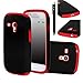 E LV 2 in 1 Hard Soft High Impact Hybrid Armor Defender Case Combo for Samsung Galaxy S3 Mini i8190 with 1 Black Stylus and E LV Microfiber Digital Cleaner (Red Samsung Galaxy S3 Mini)