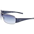 A|X Logo Shield Sunglasses - Armani Exchange Adult Shield Full Rim Lifestyle Eyewear w/ Free B&F Heart Sticker Bundle - Palladium Blue/Blue Shaded