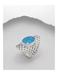 Turquoise (Sky Blue) Reconstructed stones Ring In 92.5 Sterling Silver